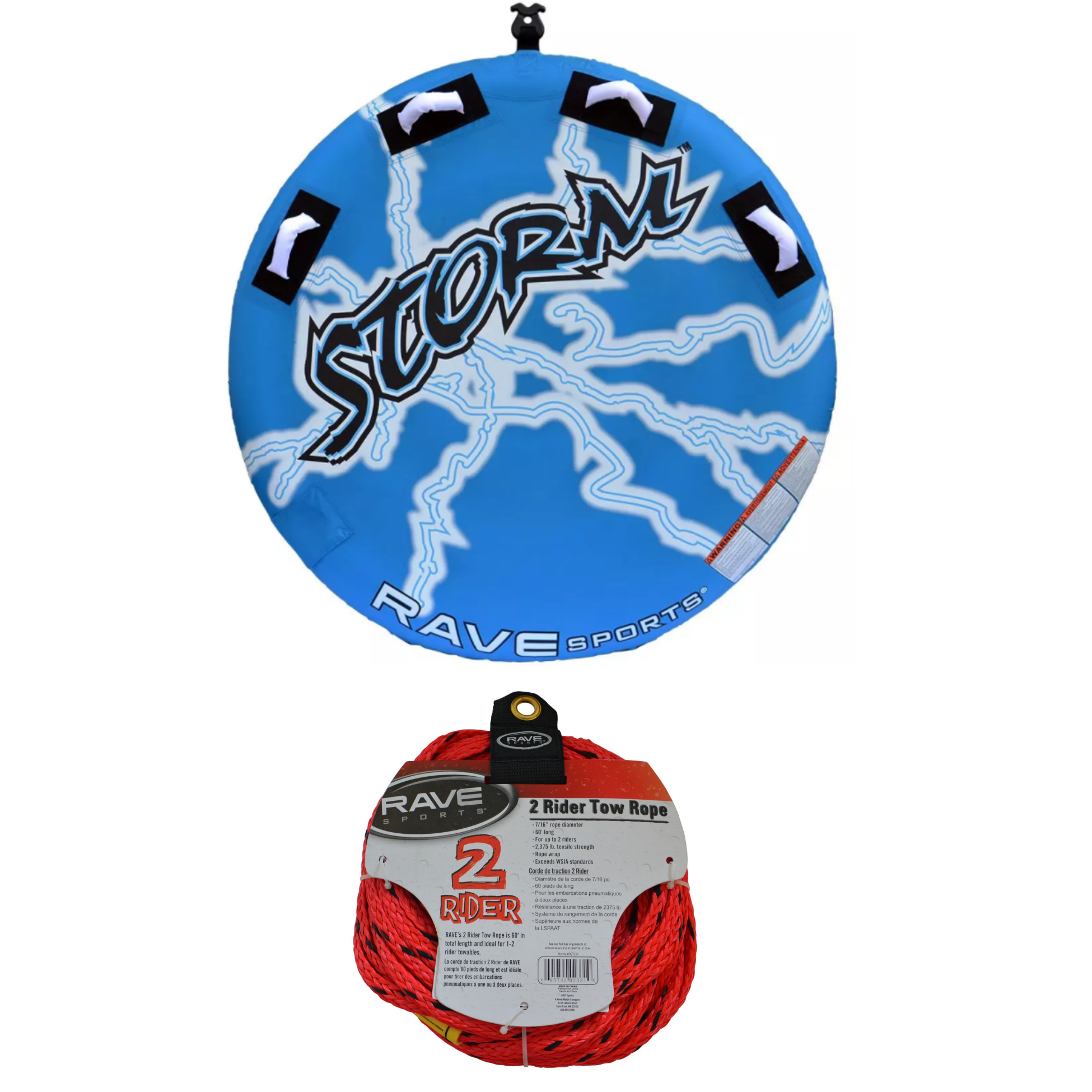 Rave Sports Storm 2 Rider Towable 02322 with 2 Rider Tow Rope 02331