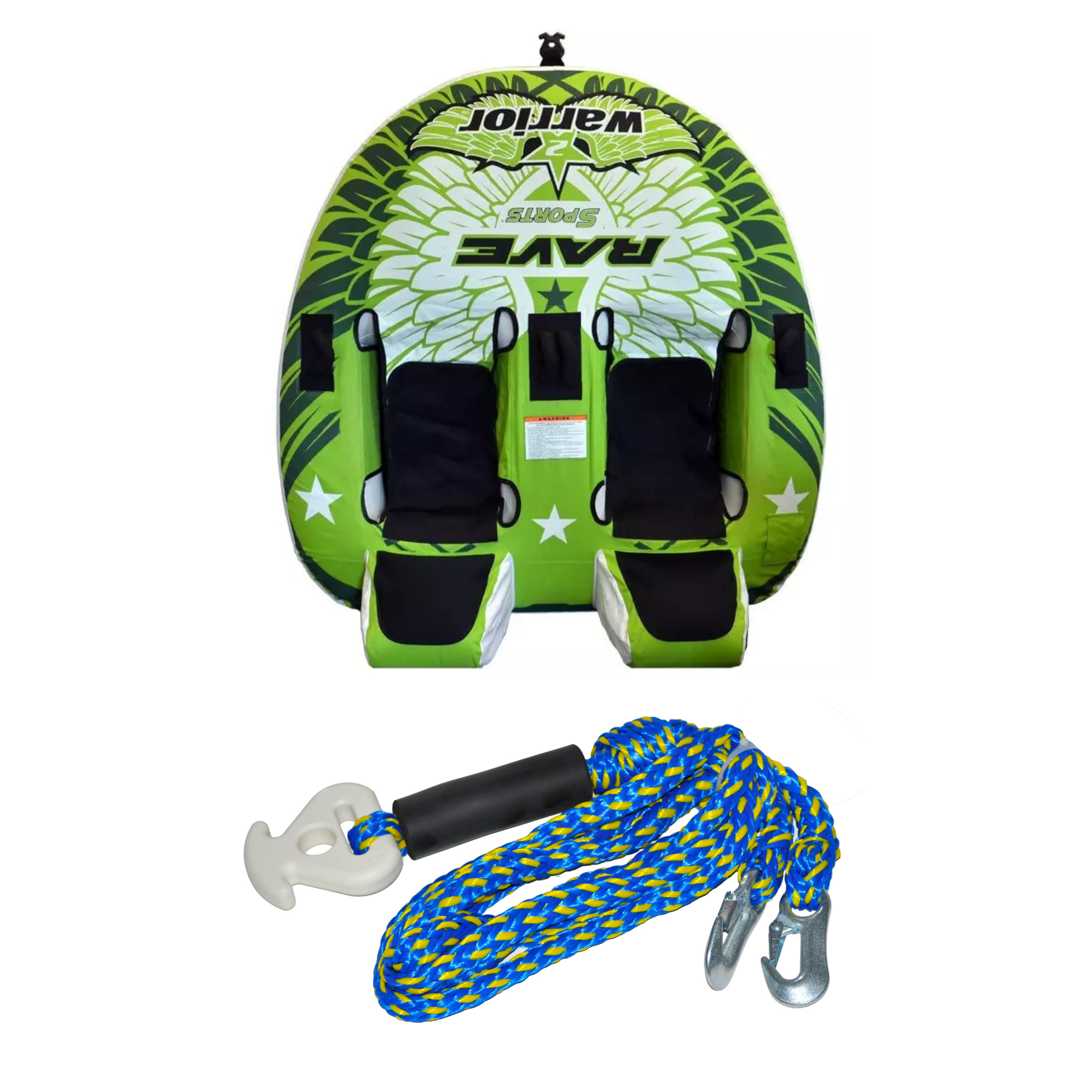 Rave Sports Warrior II - 2 Rider Towable 02462 with Heavy Duty Tow Harness 02335