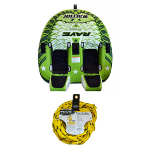 Rave Sports Warrior II - 2 Rider Towable 02462 with Bungee Tow Rope 02333 