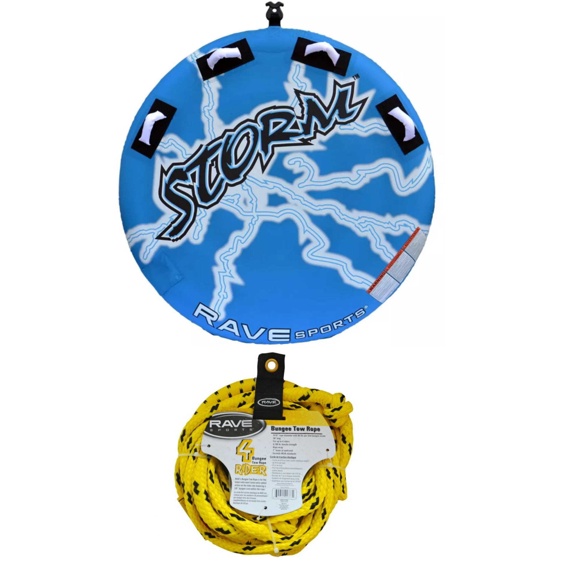 Rave Sports Storm 2 Rider Towable 02322 with Bungee Tow Rope 02333