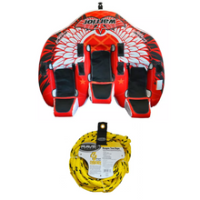 Load image into Gallery viewer,  Rave Sports Warrior III - 3 Rider Towable 02379 with Bungee Tow Rope 02333