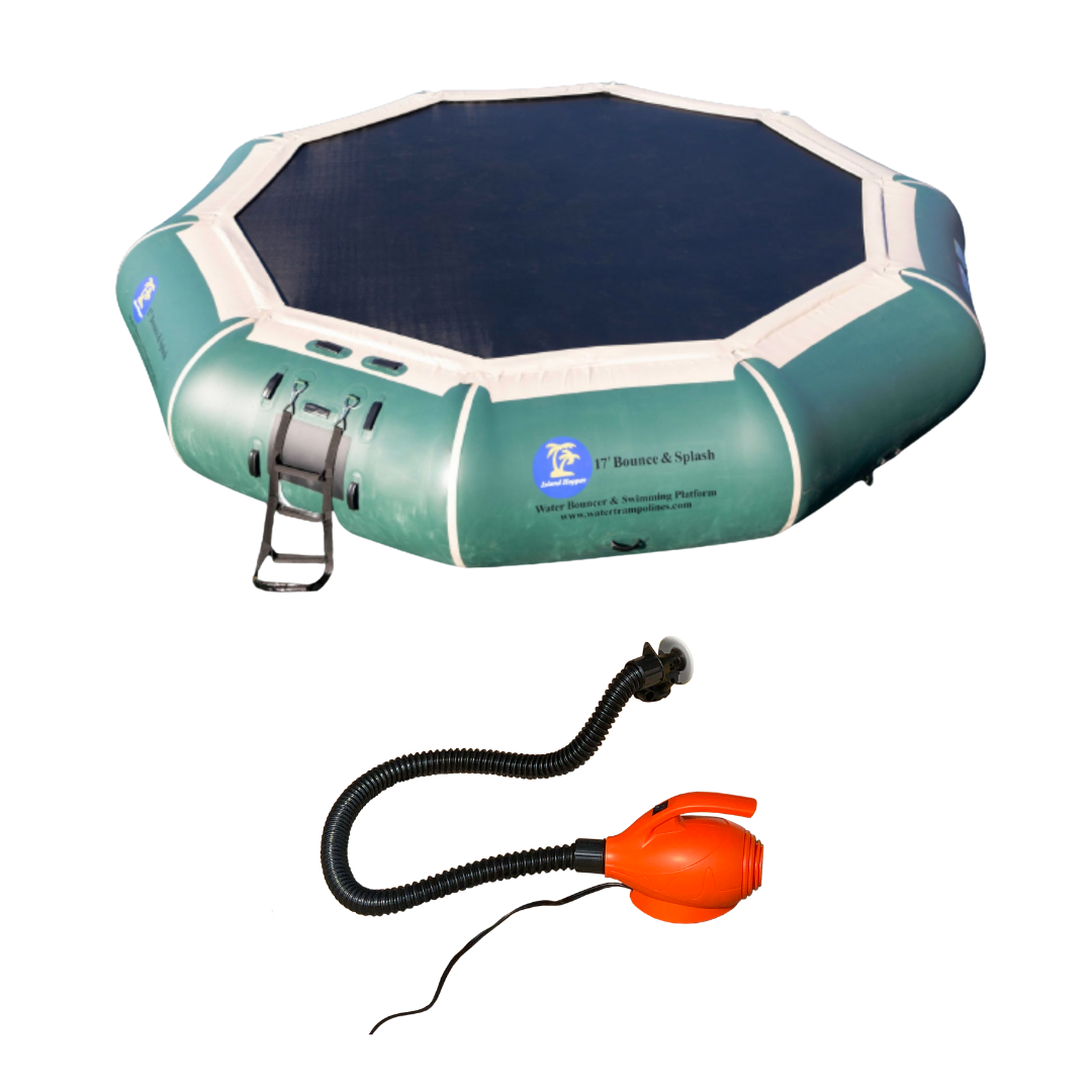 Island Hopper 17′ Bounce-N-Splash Natural Green Padded Water Bouncer 17BNS-GR