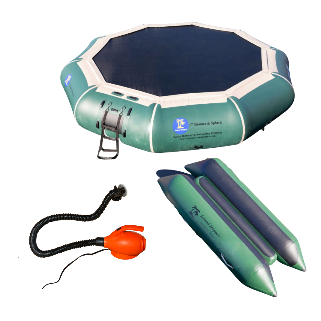 Island Hopper 17′ Bounce-N-Splash Natural Green Padded Water Bouncer 17BNS-GR