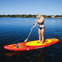 Load image into Gallery viewer, WOW Zino SUP w/cupholder Inflatable Paddleboard with a girl on in paddling