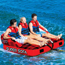 Load image into Gallery viewer, WOW Super Sofa Redneck 3P Towable Tube being towed with 3 people riding on it
