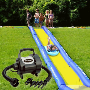 Rave 20' Turbo Chute Waterslide Package with the Rave Sports - High Pressure Inflator