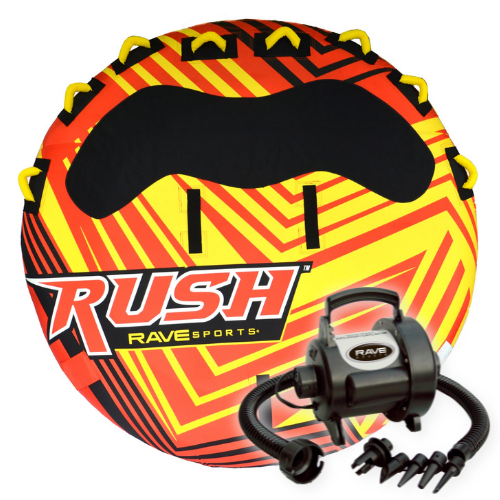Rave Sports Rush 4P Towable Tube with Rave High Speed deflator/inflator
