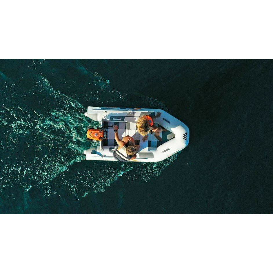 Boat - Aqua Marina DeLuxe U-Type Yacht Tender 8'2" (250cm) with DWF Air Deck BT-UD250 top view on the water