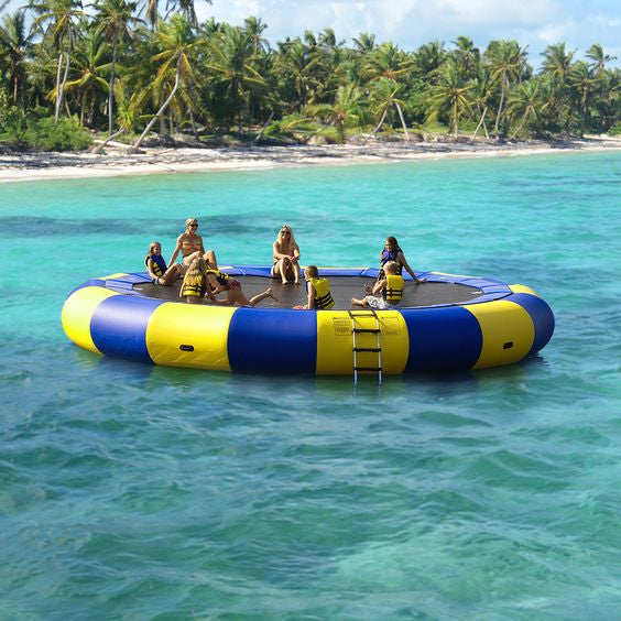 8 person sitting in Rave Aqua Jump Eclipse 200 Water Trampoline 00200