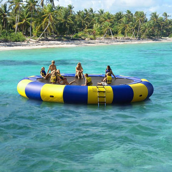 8 person sitting in Rave Aqua Jump Eclipse 200 Water Trampoline 00200