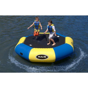 2 boys jumping in Rave Sports Bongo Bouncer 10 - 10' Springless Water Bouncer 02011