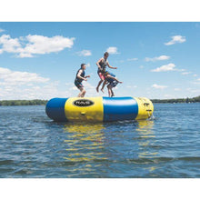 Load image into Gallery viewer, 3 men in Rave Sports Bongo Bouncer 15 - 15&#39; Springless Water Bouncer 02012