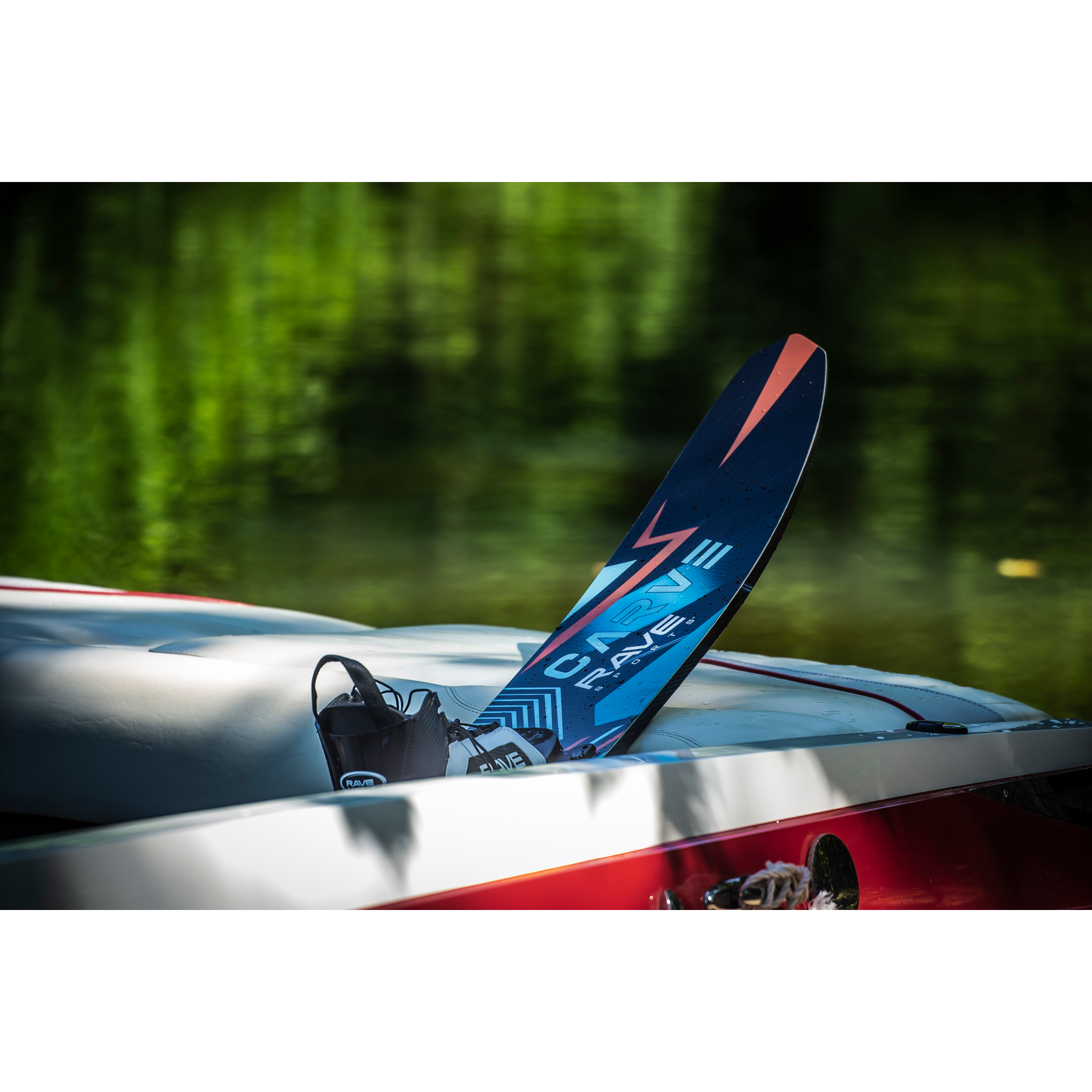 Rave Carve Slalom Water Ski in a boat