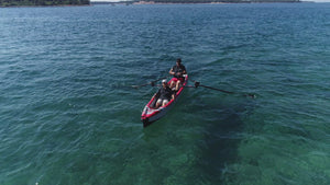 Man rowing with passenger on ROWONAIR AirKayak 16' Inflatable Kayak