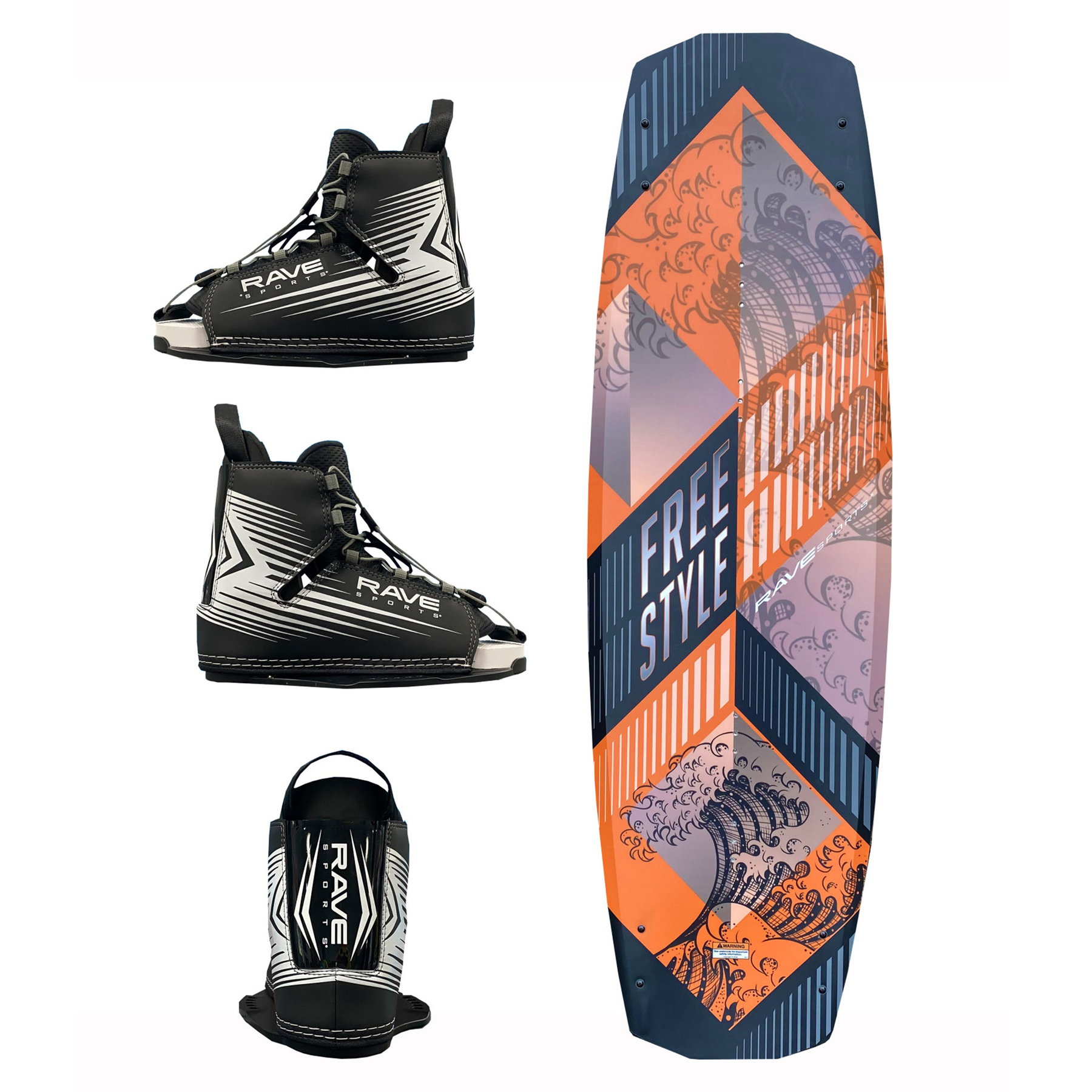 Rave Freestyle Orange Wakeboard with RAVE boots