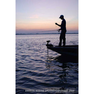 Trolling Motor - Man fishing with Rhodan Marine HD GPS Anchor ® Trolling Motor – 12V Black Color on his boat