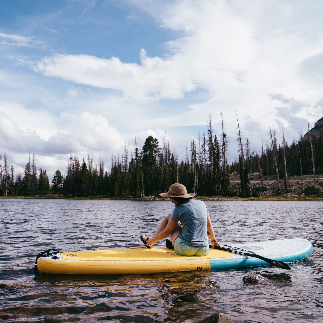 Inflatable Paddle Board - POP Board Co 11'0" The POP Up Yellow/ Turquoise