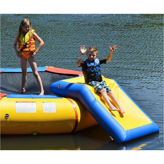 2 Kids sliding in Island Hopper Bouncer Slide Attachment 