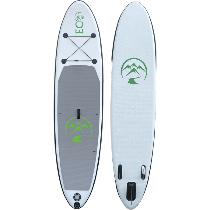 Inflatable stand up paddleboard - Eco Outfitters Inflatable Stand Up Paddle Board 10'6 grey front and back view
