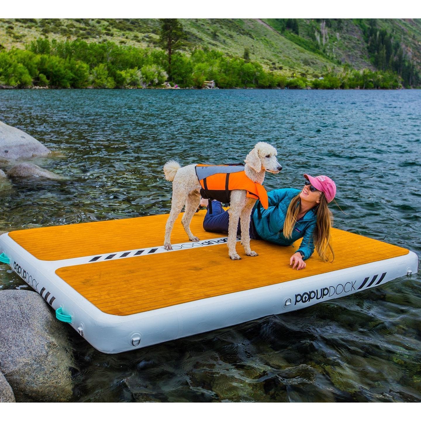 DWF Fishing Floating Water Platform Wear-resistant Inflatable Air Deck  Drop-stitch Dock + Paddles + Hand-pump for 1-3 Person
