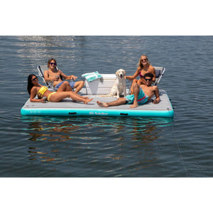 Platform - Solstice Watersports Luxe Tract Dock 10' X 8' X 8" 38810 With 4 Adults A Dog And Cooler Aboard