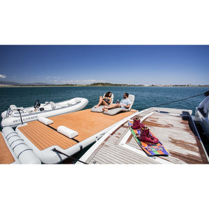 Platforms/Mats -Man And A Woman Relaxing on A NautiBuoy 800 Sport Teak 13'1" Platform