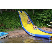 Load image into Gallery viewer, A group of friends sliding on the Rave Sports Turbo Chute - Lake Package