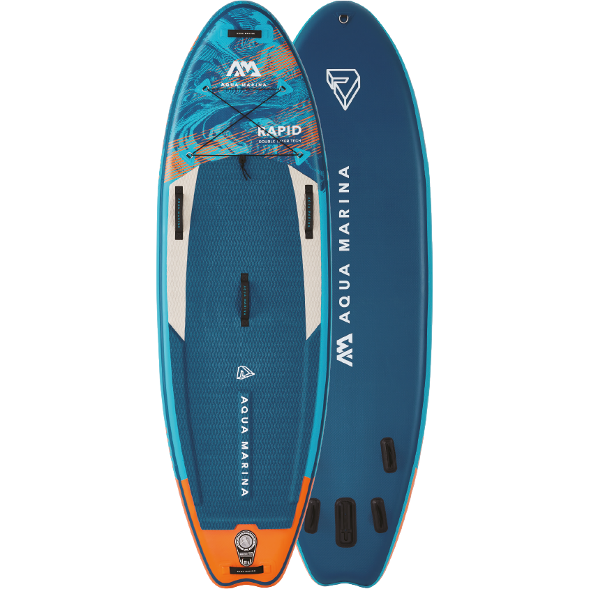 Inflatable Stand-Up Paddlebard - Aqua Marina Rapid 9'6" Inflatable Stand Up Paddleboard front and back view