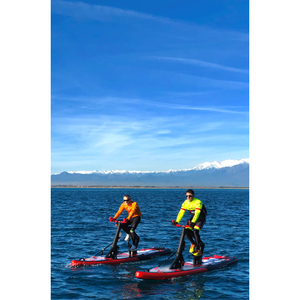 Red Shark Bike Surf Fitness Water Bike With 2 People Riding On It