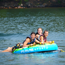 Load image into Gallery viewer, Rave The Goat 3P Towable Tube with 3 people riding on it