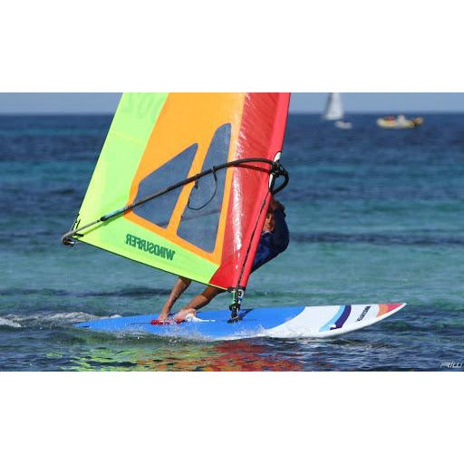 Windsurf Board - Man windsurfing with the Aerotech Sails 2021 Windsurfer LT Windsurf Board on not so calm water