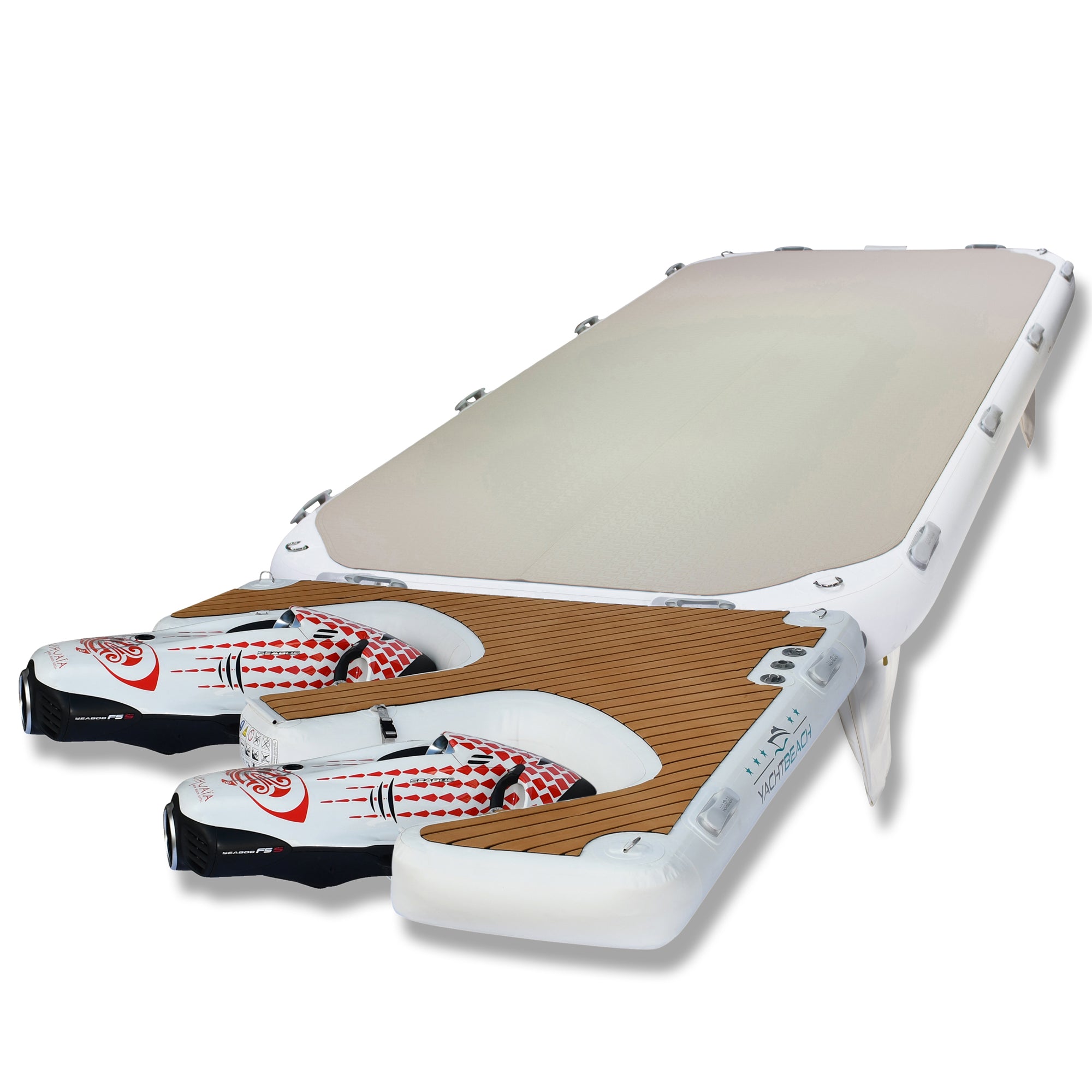 YachtBeach Multi Dock & Lounger Double 2.05 with seascooter attached to another platform