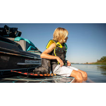 Load image into Gallery viewer, Boots and Bindings -Boy with his Hyperlite 2021 Remix Kids K12-2 Wakeboard Binding 20393805