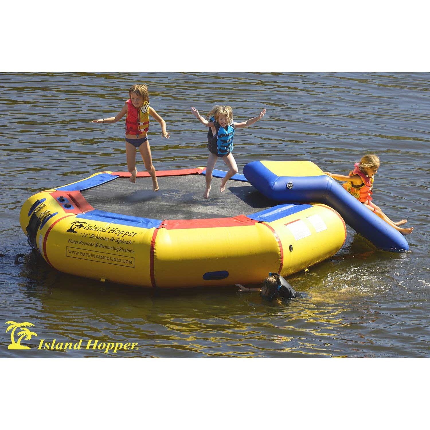 Water Bouncer - Island Hopper 10’ Bounce And Splash Padded Water Bouncer  10BNS