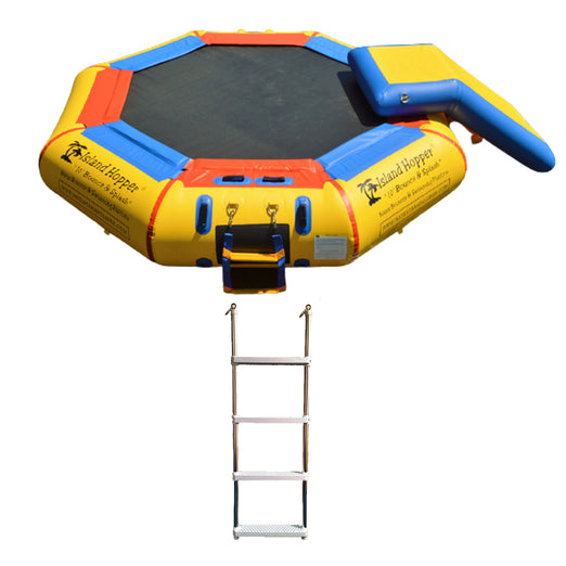 Water Bouncer - Island Hopper 10’ Bounce-N-Splash Padded Water Bouncer With Slide Attachment Water Park  10BNS-WP
