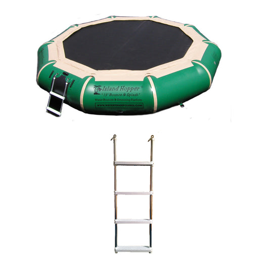 Water Bouncer - Island Hopper 13′ Bounce-N-Splash Padded Water Bouncer – Natural Green  13BNS-GR