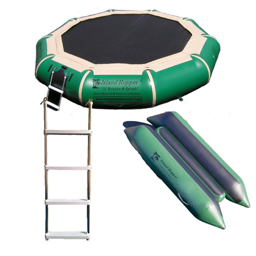 Water Bouncer - Island Hopper 13′ Bounce-N-Splash Padded Water Bouncer – Natural Green  13BNS-GR