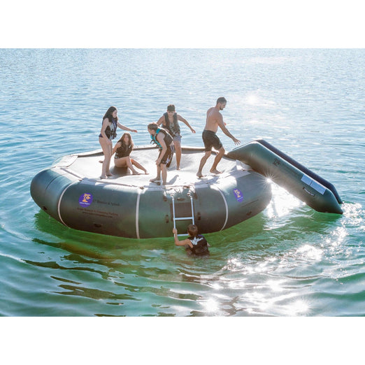 Water Bouncer - Island Hopper 17′ Bounce-N-Splash Natural Green Padded Water Bouncer 17BNS-GR