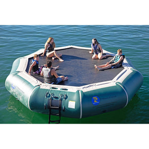 Water Bouncer - Island Hopper 17′ Bounce-N-Splash Natural Green Padded Water Bouncer 17BNS-GR