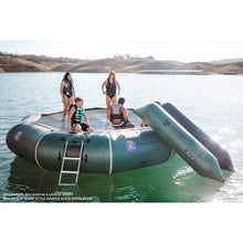 Load image into Gallery viewer, Water Bouncer - Island Hopper 17′ Bounce-N-Splash Natural Green Padded Water Bouncer 17BNS-GR