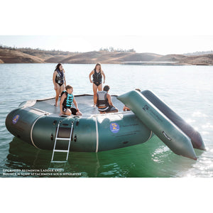 Water Bouncer - Island Hopper 17′ Bounce-N-Splash Natural Green Padded Water Bouncer 17BNS-GR