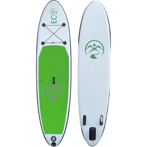 Inflatable stand up paddleboard - Eco Outfitters Inflatable Stand Up Paddle Board 10'6 green front and back view